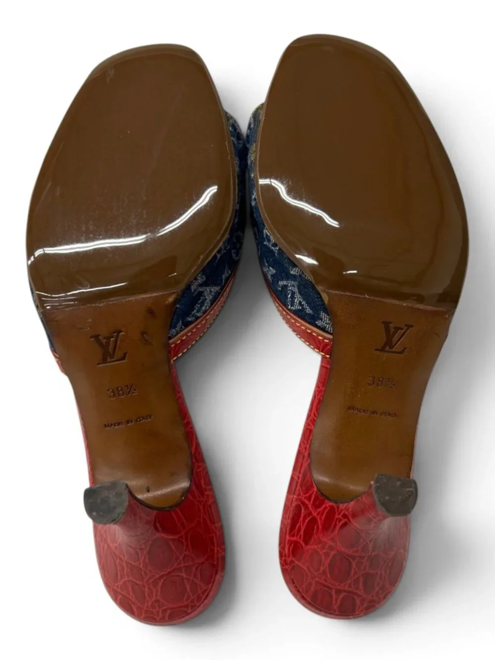 Vintage Louis Vuitton Monogram Denim Mules, Size 38.5 EU